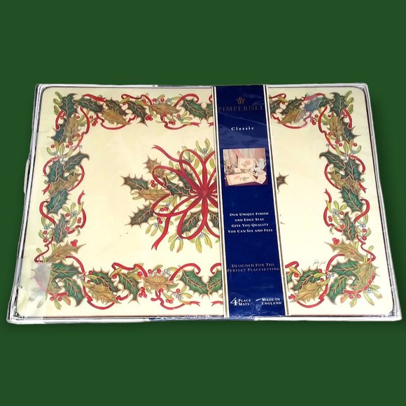 Pimpernel Festive Garland Cork Backed Placemats Set of 4 FACTORY SEALED England - Picture 3 of 8